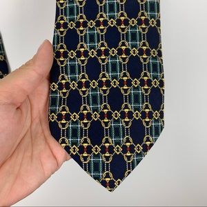 Paolo Gucci Vintage Men’s Tie 100% Silk Made In Italy Chain Links Gold Necktie